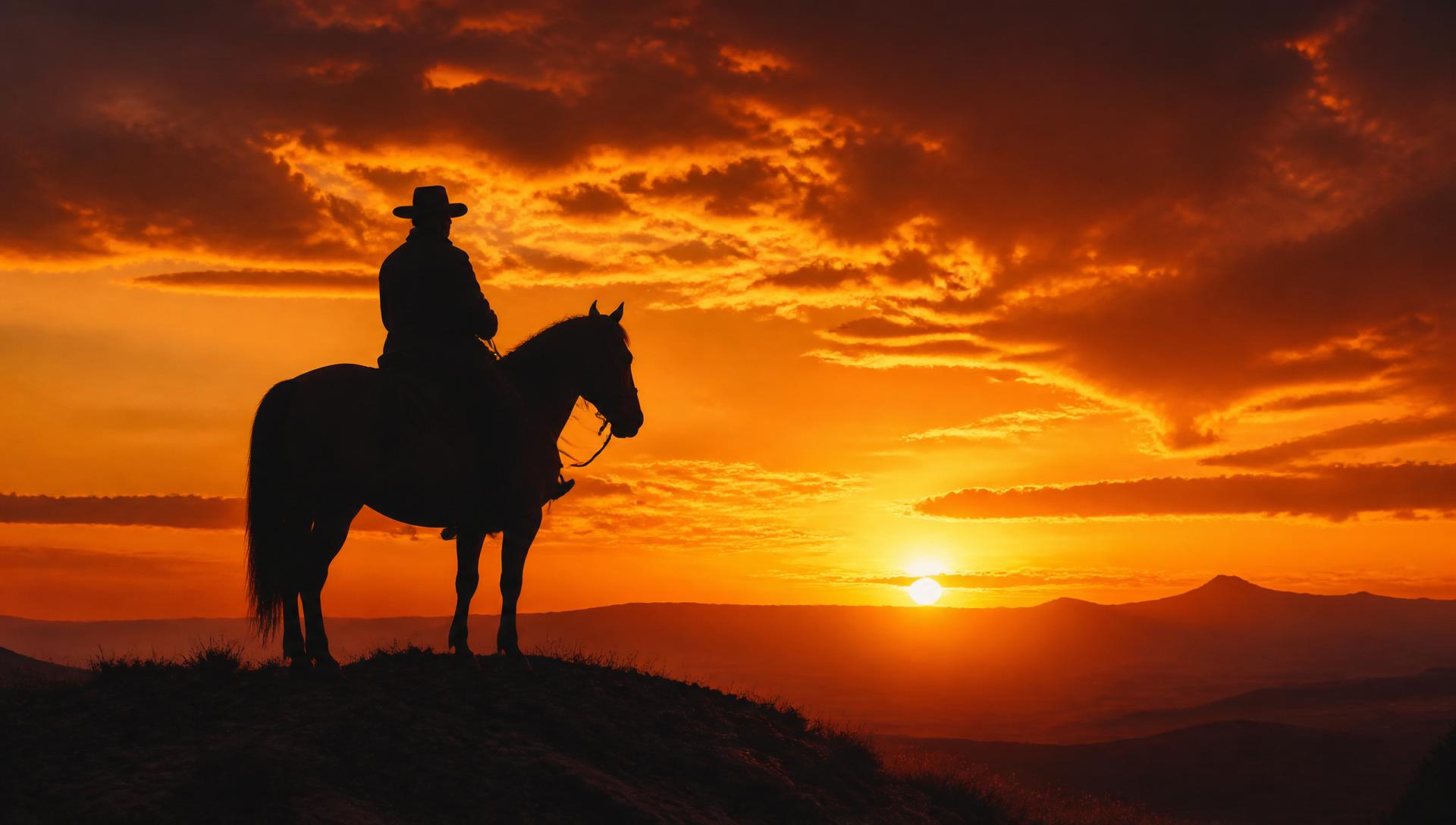 Cavaleiro ao pôr do sol